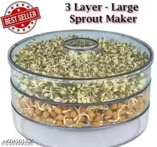 Spokane Plastic Sprout Maker|Sprout Maker Box|Hygienic Sprout Maker With 3 Container|Home Making Fresh Sprouts Beans For Living Healthy Life Sprout Maker 3 Bowl Sprout Maker For Home (3 Compartment)