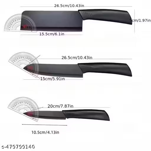 3 Pc Stainless Steel Knife Set High Carbon SS Ultra Sharp Butcher, Meat, Pairing, Vegetable Knife for Kitchen