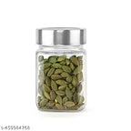 Panesl- 300ml clear glass cubic jar with steel cap (pack of 6 )